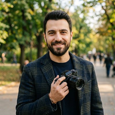 Портрет на Тодор Фахмиев, фотограф на терен